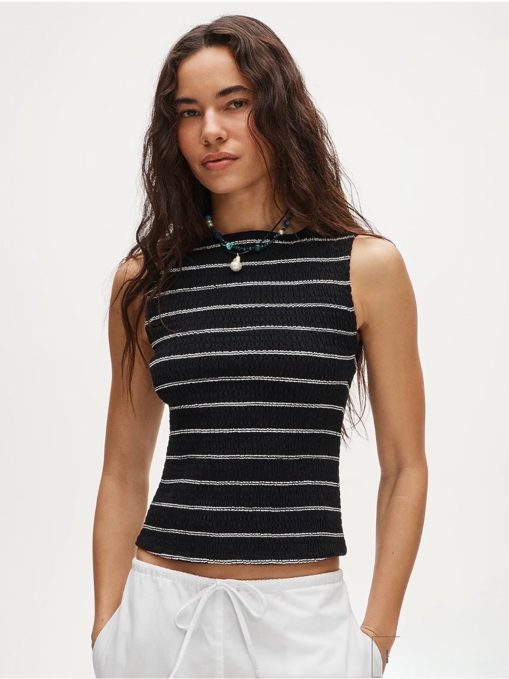 J. Crew Black Tank Top with White Stripes